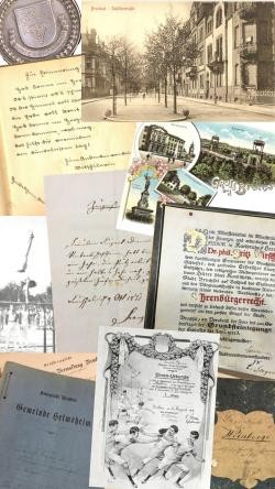 Archivalienvielfalt Collage aus verschiedenen Archivalien: Fotos, Briefe, Akten, Urkunden