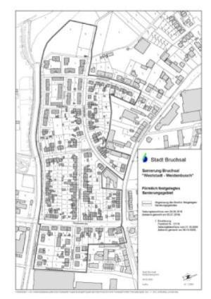 Plan Weststadt-Weidenbusch mit Abgrenzungslinien