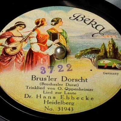 Schallplatten-Aufnahme des Liedes Brusler Dorscht von Hans Ebbecke aus den 1920er Jahren - Städtisches Museum Bruchsal