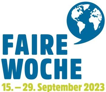 Blaue Silhouette vor Schriftzug "Fairtrade-Stadt Bruchsal"