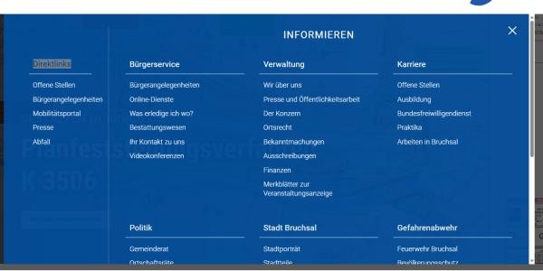 Menü Informieren