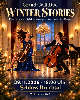 GrandCelliDuo mit dem Konzert Winter Stories am 29. November 2026 im Schloss Bruchsal