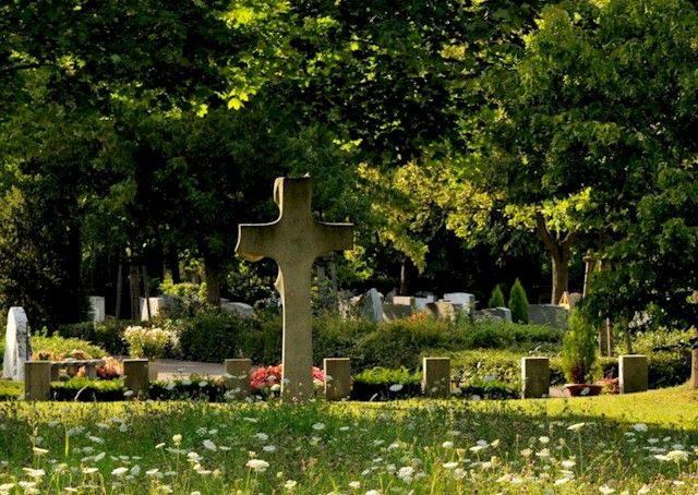 Wiese mit Steinkreuz