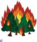 Grafik von brennenden Bäumen