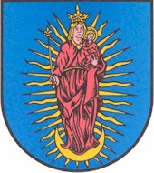 Wappen Obergrombach_Madonna auf goldener Mondsichel mit blauem Hintergrund