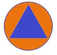 Lilafarbenes Dreieck in orangefarbenem Kreis