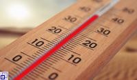 Thermometer mit steigenden Temperaturen auf 40 Grad Celsius