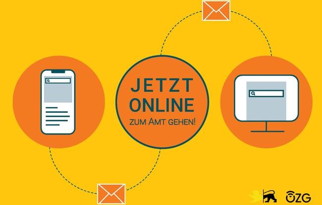 Banner OZG "Jetzt online zum Amt gehen"