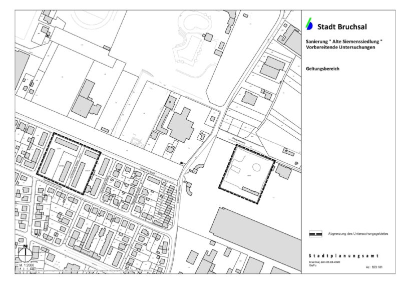 Plan der Alten Siemenssiedlung mit Abgrenzungslinien