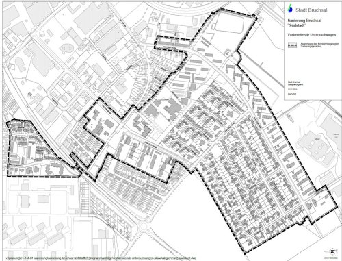 Plan des Sanierungsgebietes Südstadt mit Abgrenzungslinien
