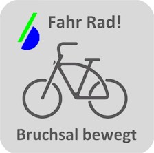 Fahr Rad! Bruchsal bewegt Fahrrad mit Stadt Bruchsal Logo